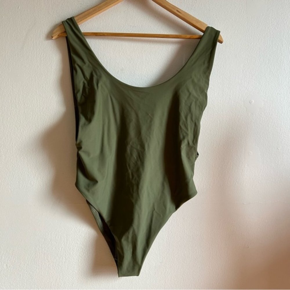 Aerie Green Open Back One Piece Swimsuit